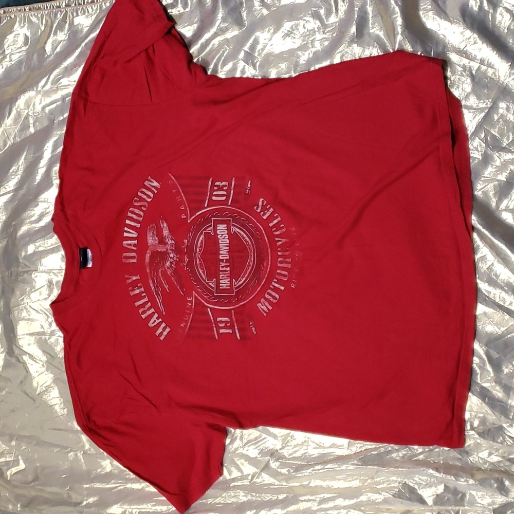 Harley Davidson Men's Red Tee Size 3XL